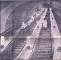 Эскалатор станции Площадь 1905 года в день открытия. (Фото Л.Баранова). 